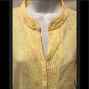 FEI Anthropologie Cotton Pin Tuck Crepe Yellow